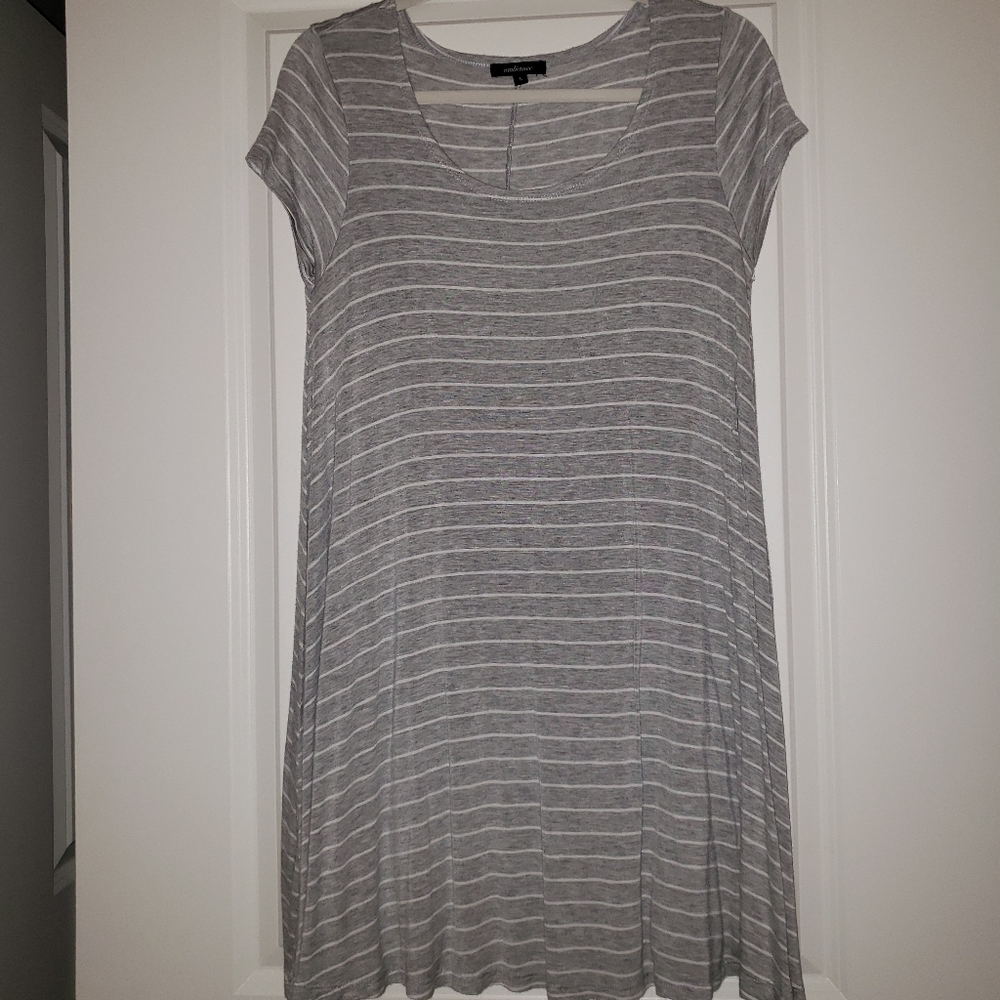 Ambiance grey and white Stripe swing dress